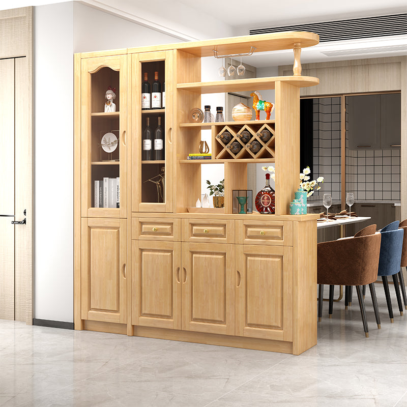 Contemporary 78.74" H Cabinet Solid Wood Accent Cabinet with Drawers and doors