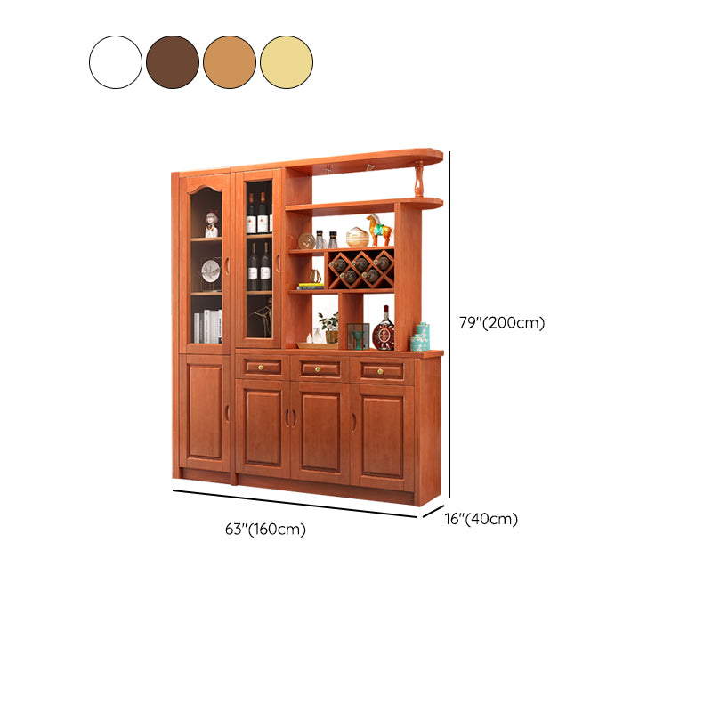 Contemporary 78.74" H Cabinet Solid Wood Accent Cabinet with Drawers and doors