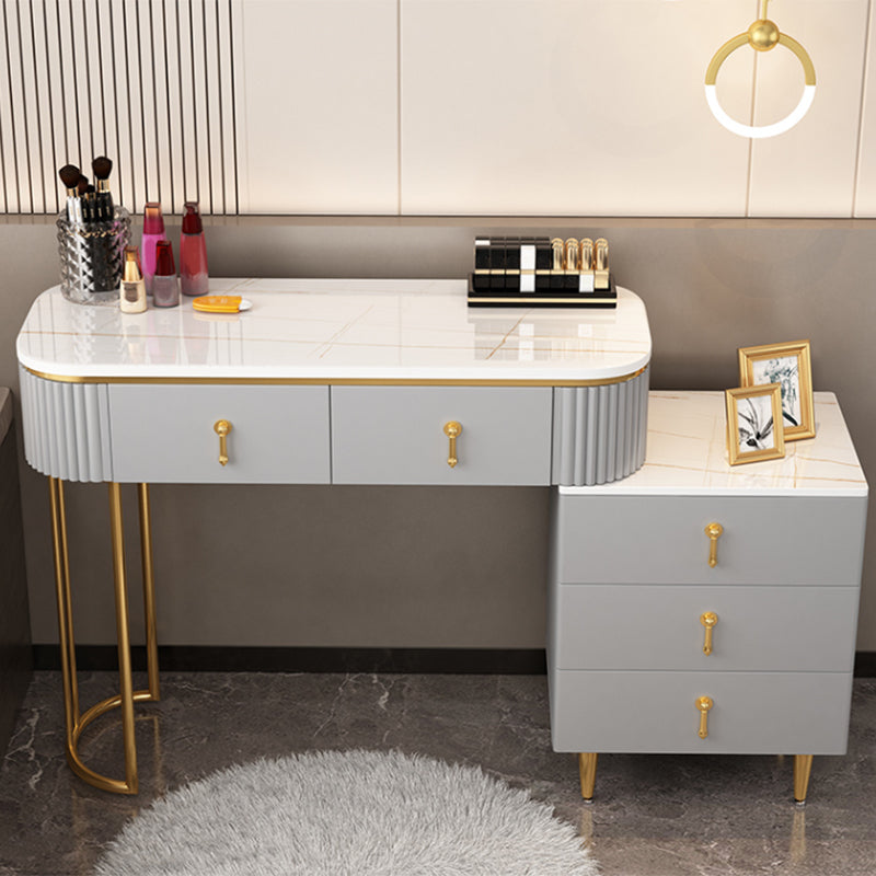Contemporary With Drawer Gray Wooden Mirror Bedroom Make-up Vanity