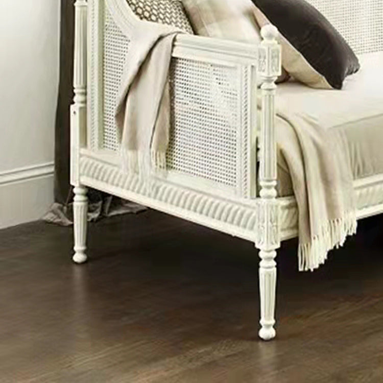 Linen Country Sloped Arms Sofa with Tight Back in Solid Wood