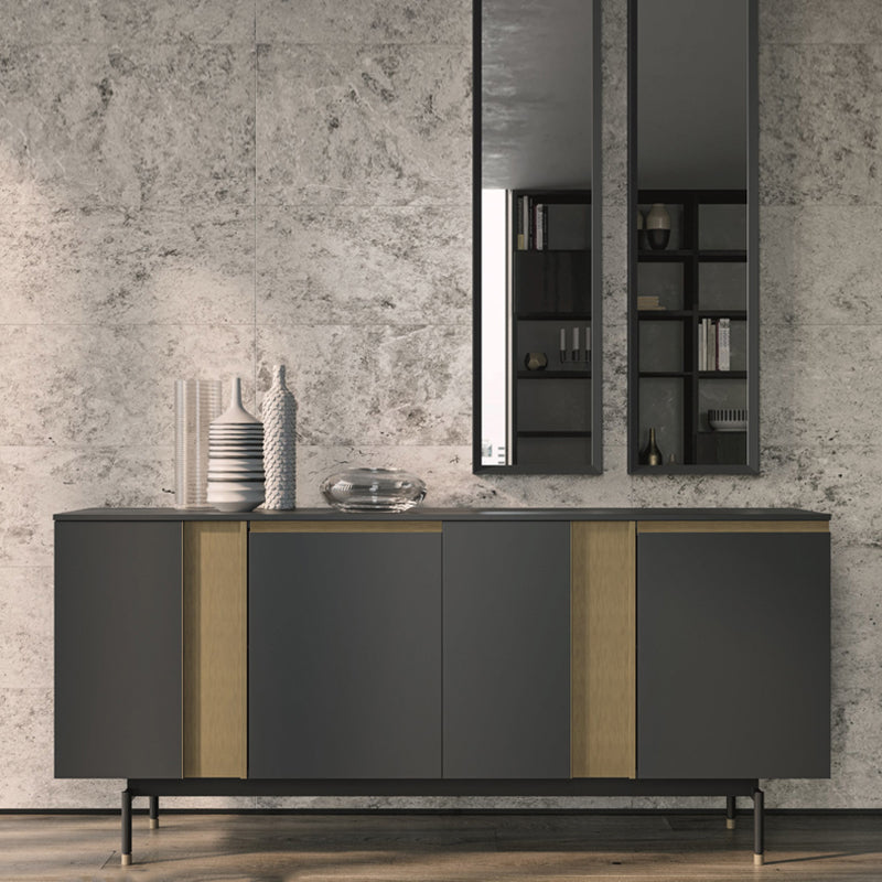 Standard Cabinet Metal and Solid Wood Accent Cabinet with Doors
