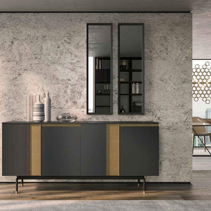 Standard Cabinet Metal and Solid Wood Accent Cabinet with Doors