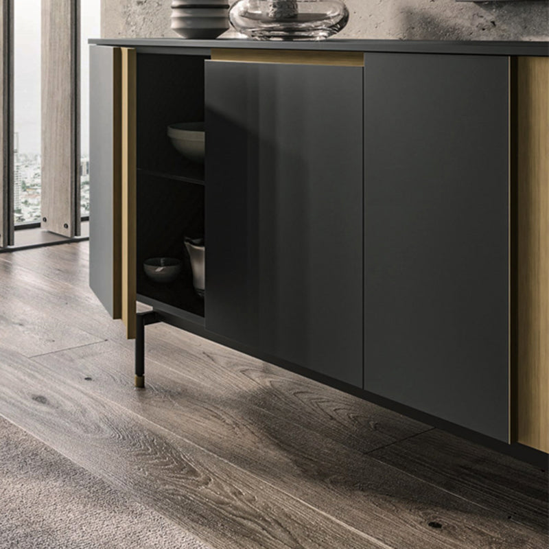 Standard Cabinet Metal and Solid Wood Accent Cabinet with Doors