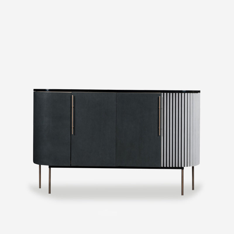 Metal and Solid Wood Cabinet Black Bar Pulls Straight Legs Accent Cabinet