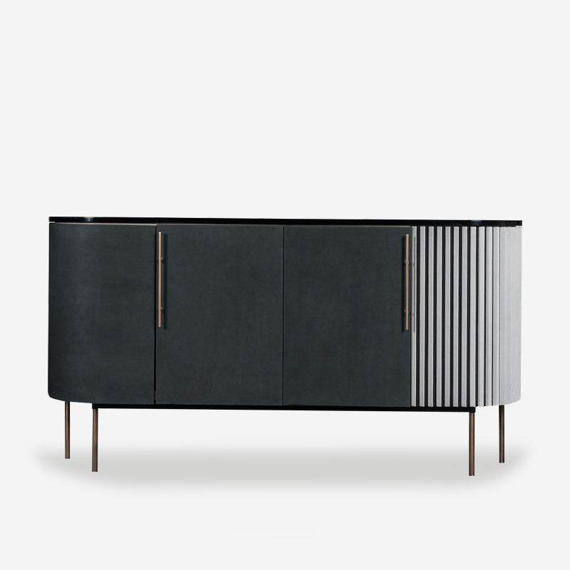 Metal and Solid Wood Cabinet Black Bar Pulls Straight Legs Accent Cabinet