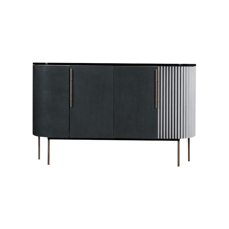 Metal and Solid Wood Cabinet Black Bar Pulls Straight Legs Accent Cabinet
