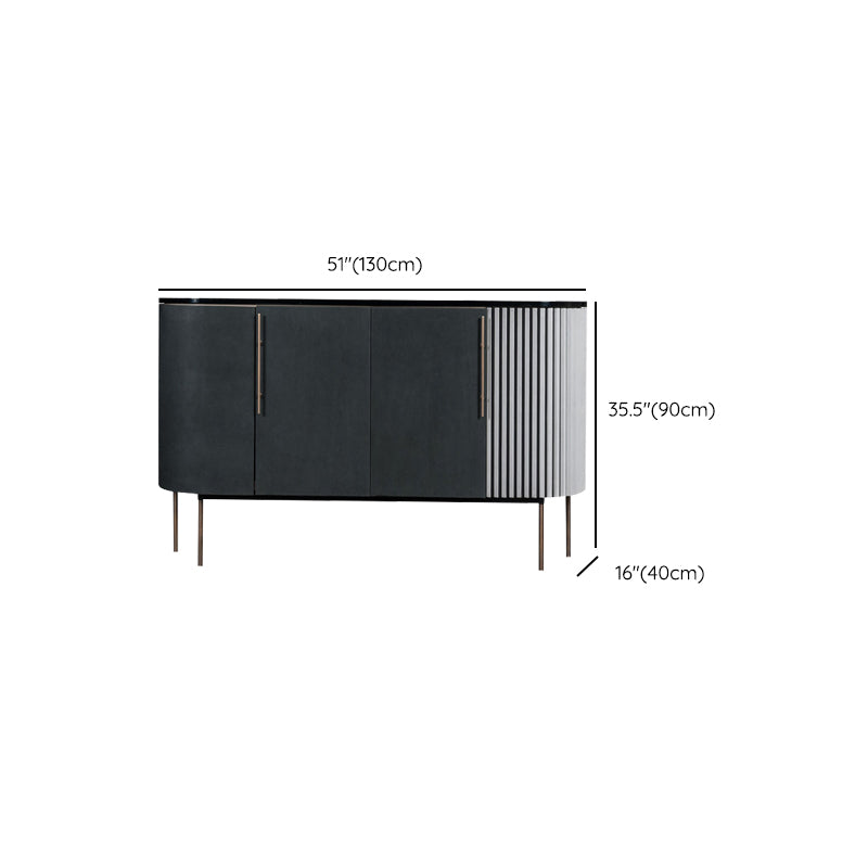 Metal and Solid Wood Cabinet Black Bar Pulls Straight Legs Accent Cabinet