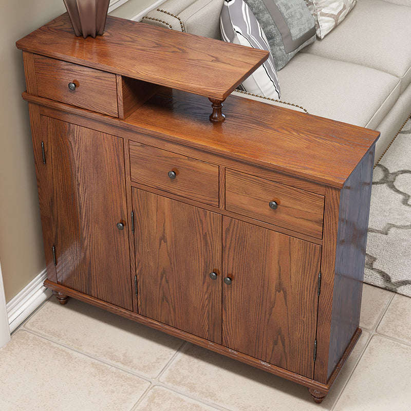 Distressed Wood Cabinet Wood 3 - Doors and 3 - Drawer Accent Cabinet
