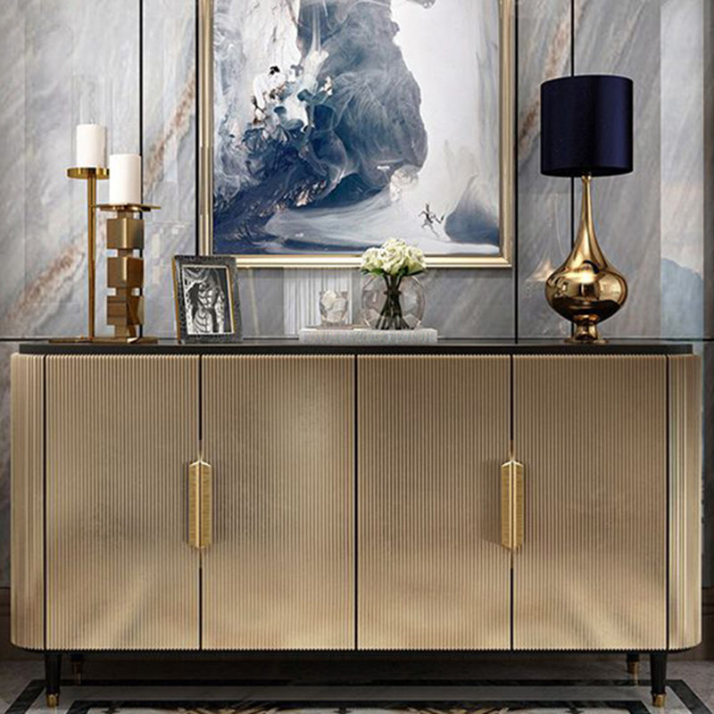 Modern Standard Accent Cabinet Wood Bar Pulls 4 - Doors Cabinet