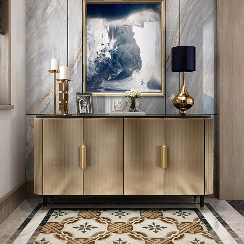 Modern Standard Accent Cabinet Wood Bar Pulls 4 - Doors Cabinet