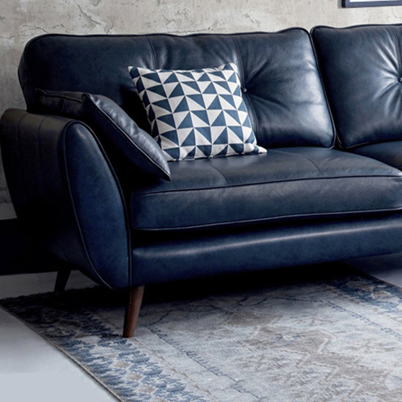 Mid Century Modern Sofa Flare Arm Sofa with Tufted Back in Leather