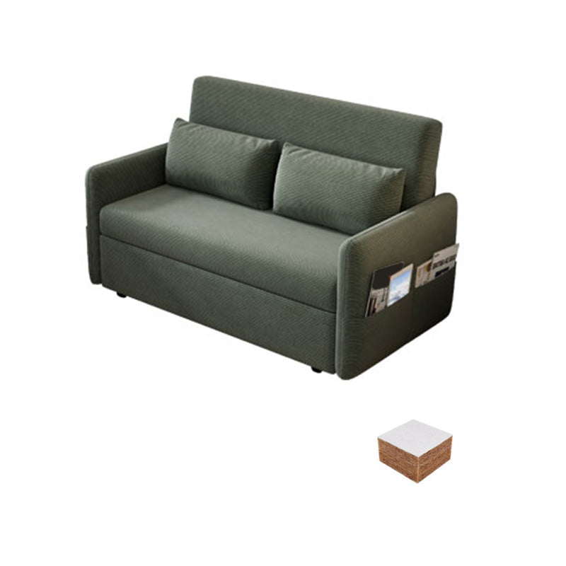 Glam Corduroy Pillow Back Sleeper Sofa Storage Sofa Bed in Green