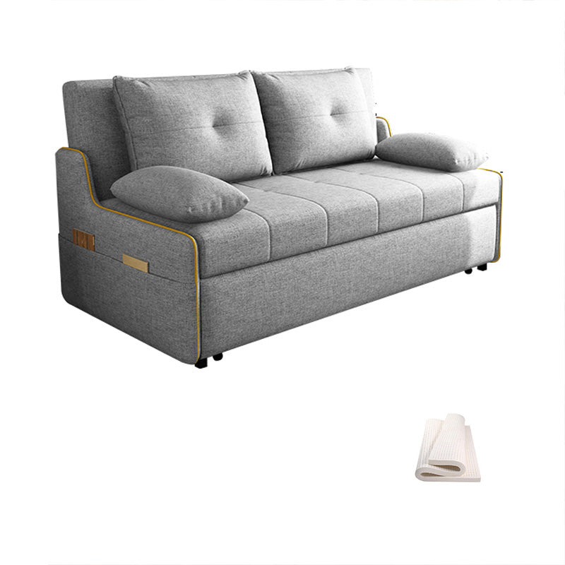 Fabric Pillow Top Arms Sleeper Contemporary Styled Futon Sleeper Sofa Bed in Grey