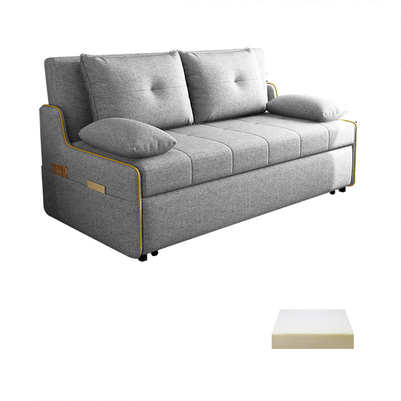 Fabric Pillow Top Arms Sleeper Contemporary Styled Futon Sleeper Sofa Bed in Grey