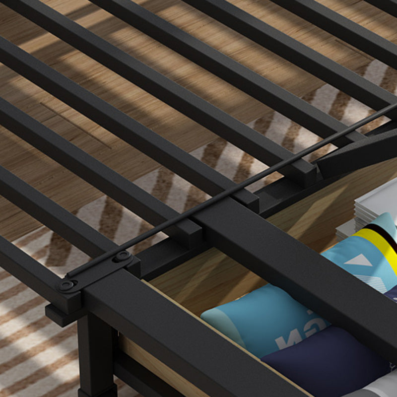 Contemporary Fabric Futon And Mattress, Storage Sleeper Sofa in Grey