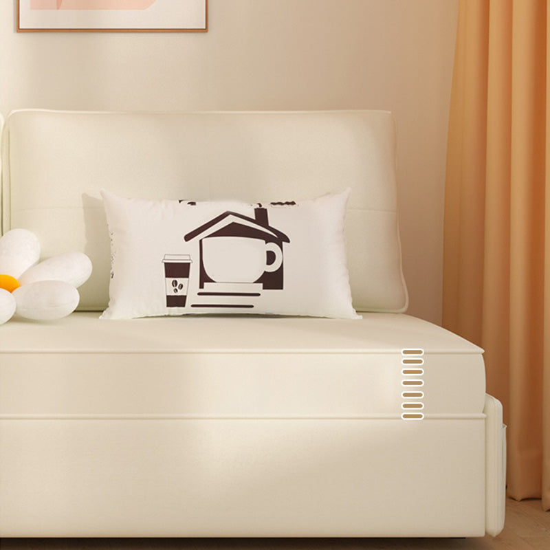 Faux Leather Futon Sofa Bed Glam Storage Sleeper Sofa in White