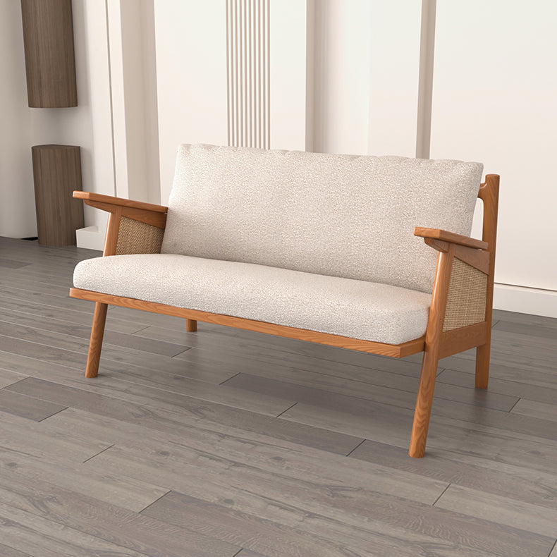 Tropical Living Room Sofa with Loose Back and Square Arm in Linen