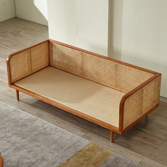Solid Wood Square Arm Sofa Tropical Cushions Sofa for Living Room