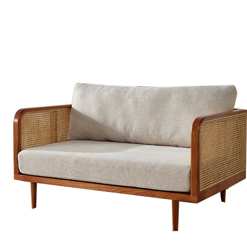 Solid Wood Square Arm Sofa Tropical Cushions Sofa for Living Room