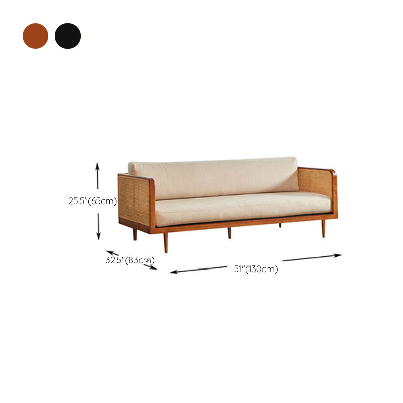 Solid Wood Square Arm Sofa Tropical Cushions Sofa for Living Room