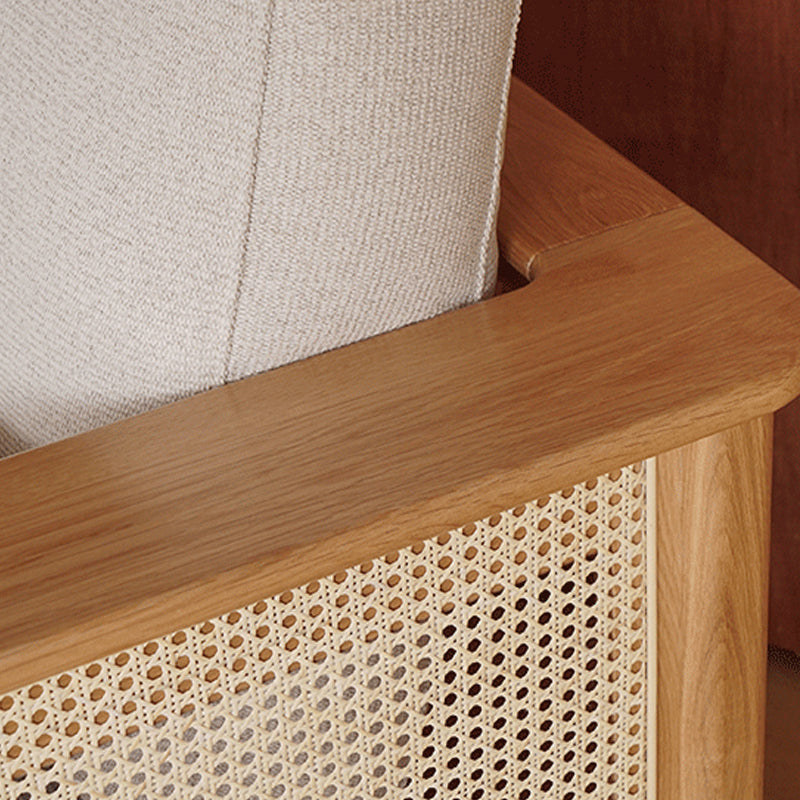 Solid Wood Sofa Square Arm Sofa with Loose Back in Natural Frame