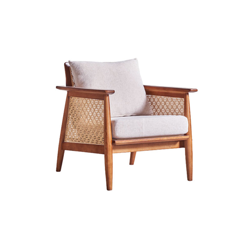 28.74" Wide Square Arm Sofa Solid Wood Sofa with Rattan Accent