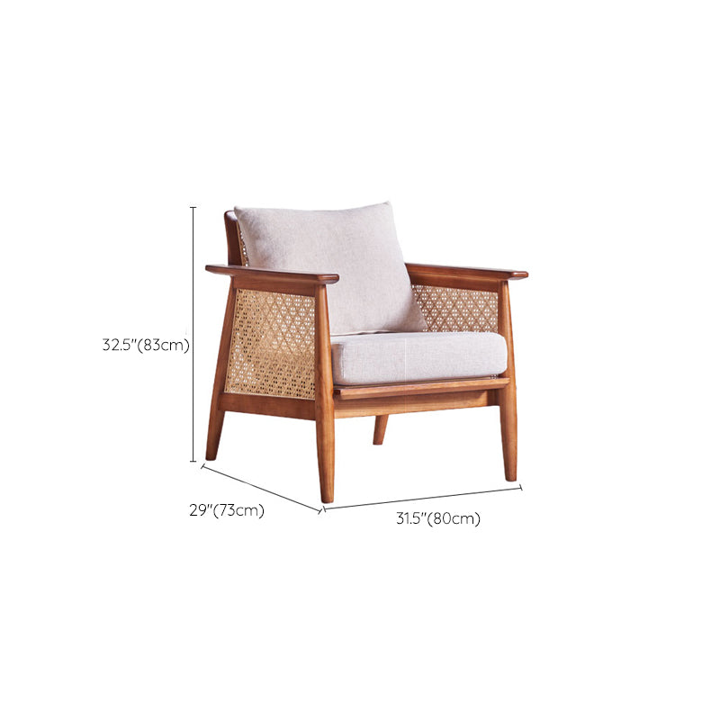 28.74" Wide Square Arm Sofa Solid Wood Sofa with Rattan Accent