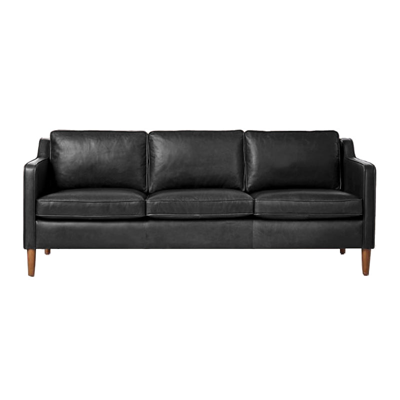 Mid Century Modern Sloped Arm Sofa Faux Leather Sofa for Living Room