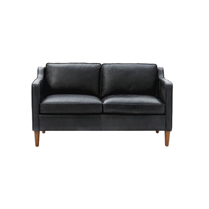 Mid Century Modern Sloped Arm Sofa Faux Leather Sofa for Living Room