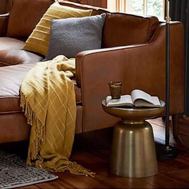 Mid Century Modern Sloped Arm Sofa Faux Leather Sofa for Living Room