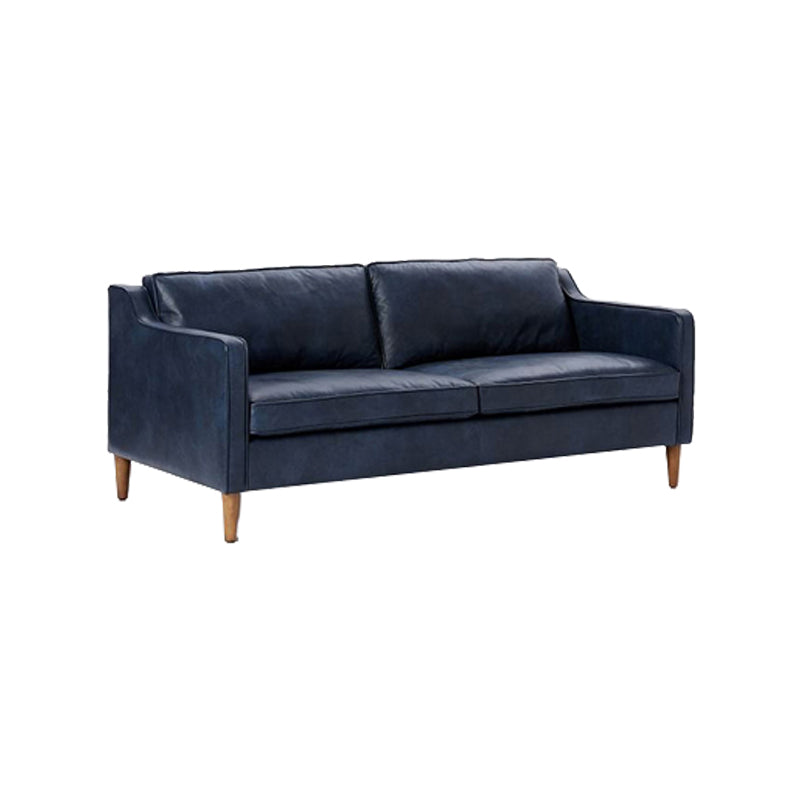 Mid Century Modern Sloped Arm Sofa Faux Leather Sofa for Living Room