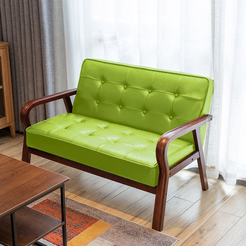 Faux Leather Sofa 29.53" High Mid Century Modern Square Sofa