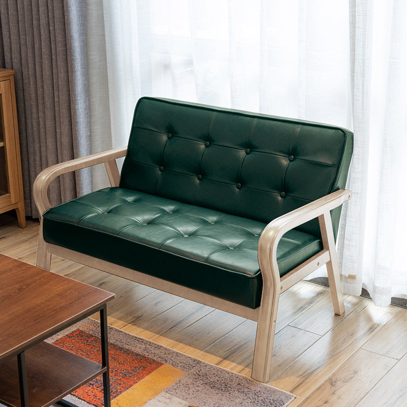 Faux Leather Sofa 29.53" High Mid Century Modern Square Sofa