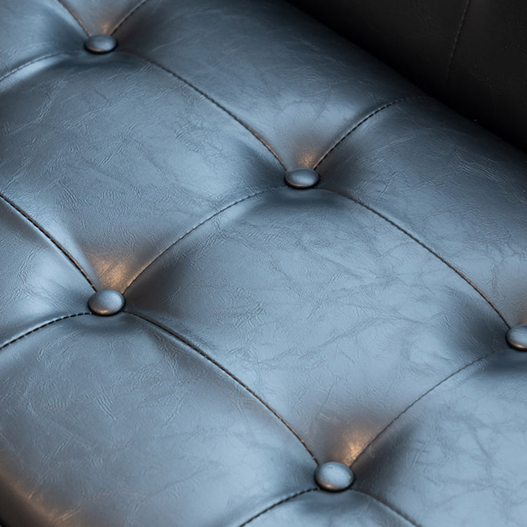 Faux Leather Sofa 29.53" High Mid Century Modern Square Sofa