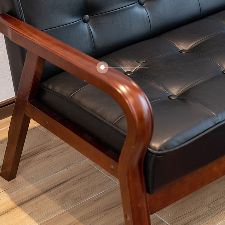 Faux Leather Sofa 29.53" High Mid Century Modern Square Sofa
