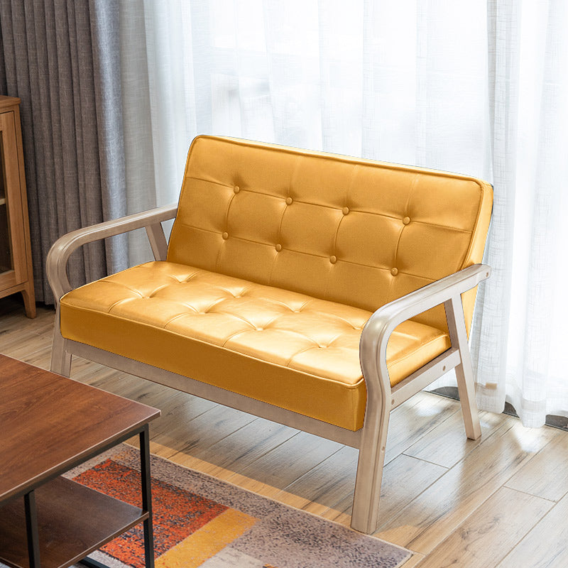Faux Leather Sofa 29.53" High Mid Century Modern Square Sofa