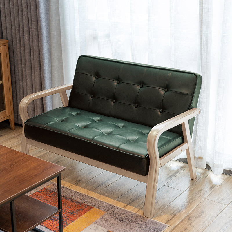 Faux Leather Sofa 29.53" High Mid Century Modern Square Sofa