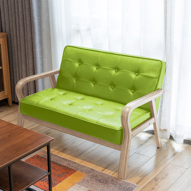 Faux Leather Sofa 29.53" High Mid Century Modern Square Sofa