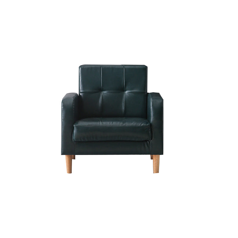 Modern Single Cushion Seat Sofa Tufted Back Faux  Leather Sofa