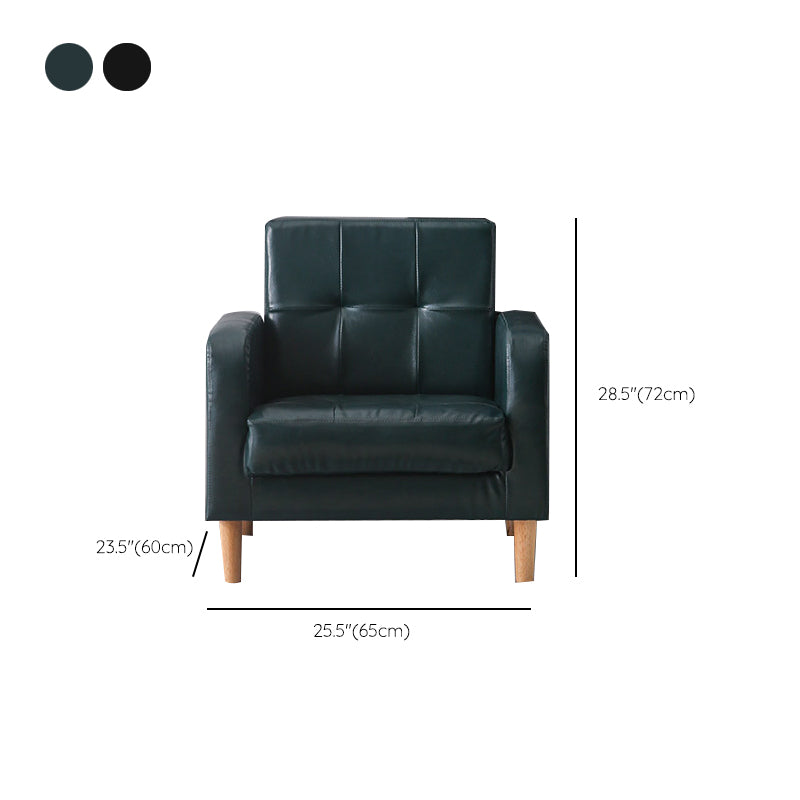 Modern Single Cushion Seat Sofa Tufted Back Faux  Leather Sofa