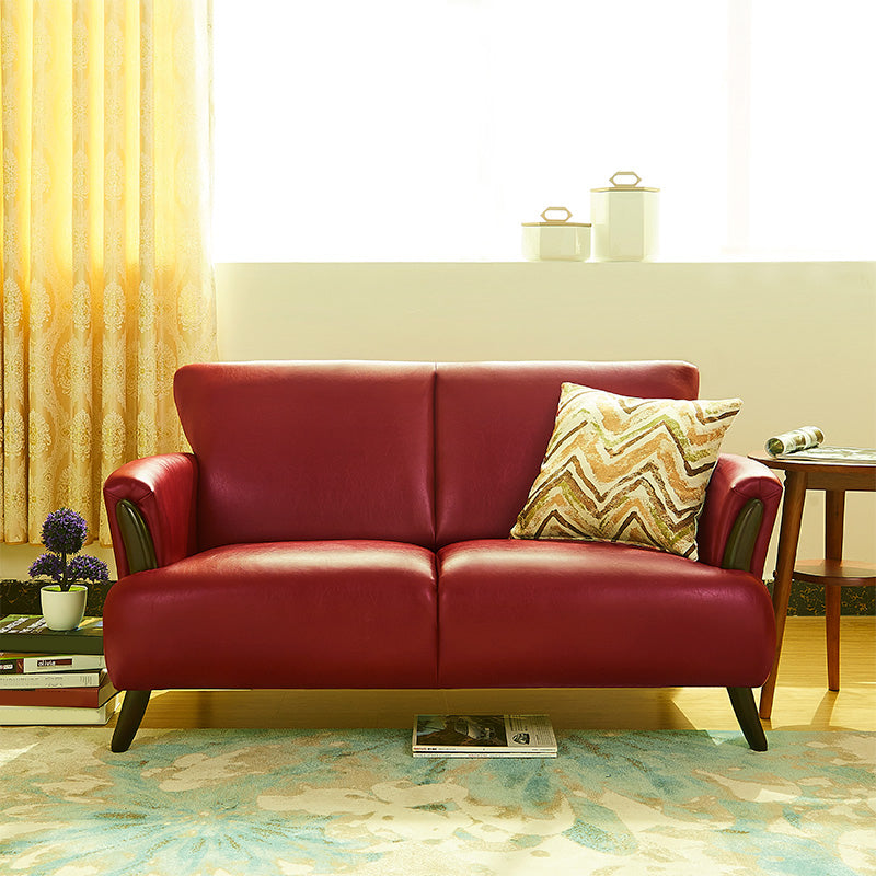 Flared Arm Standar Sofa with Tight Back Loveseat Faux Leather Sofa