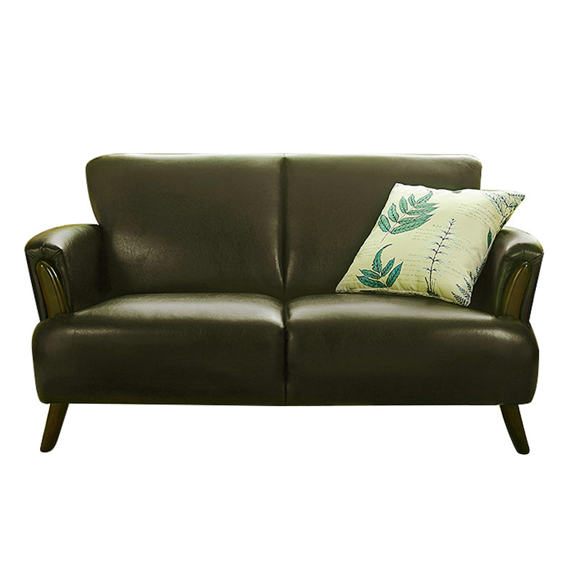 Flared Arm Standar Sofa with Tight Back Loveseat Faux Leather Sofa