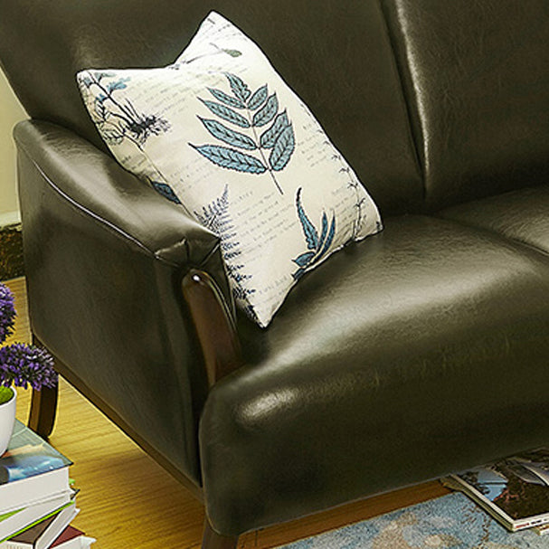 Flared Arm Standar Sofa with Tight Back Loveseat Faux Leather Sofa