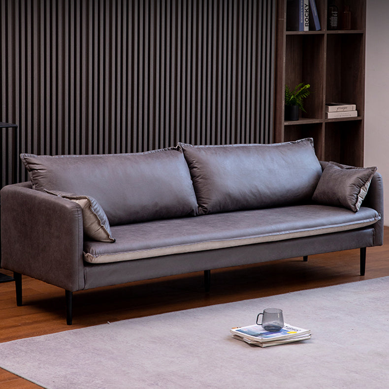 30.70" H Faux Leather Solid Wood Square Arm Sofa with Two Pillows