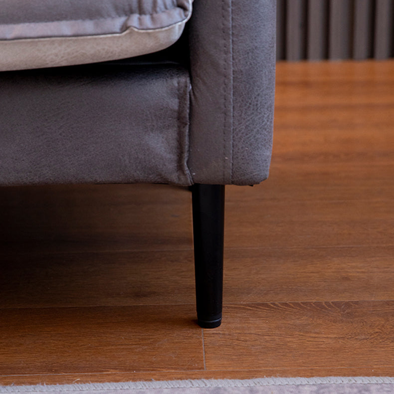 30.70" H Faux Leather Solid Wood Square Arm Sofa with Two Pillows