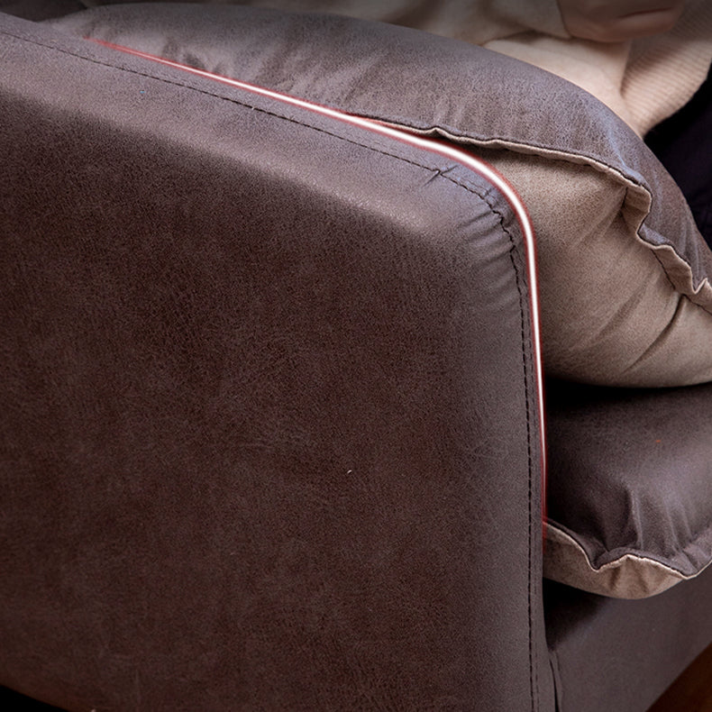 30.70" H Faux Leather Solid Wood Square Arm Sofa with Two Pillows