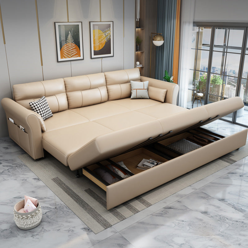 Upholstered Futon with Mattress,Flared Arms Futon Sofa Bed with Storage