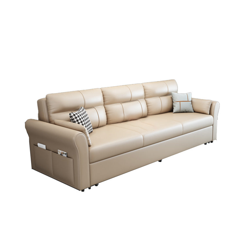 Upholstered Futon with Mattress,Flared Arms Futon Sofa Bed with Storage