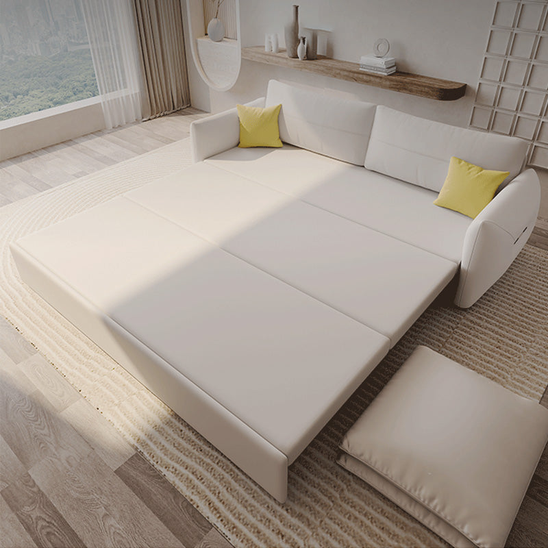 Glam Wooden Futon with Mattress Futon Sofa Bed Square Arms Sleeper Sofa