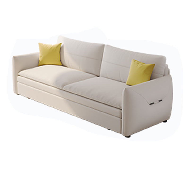 Glam Wooden Futon with Mattress Futon Sofa Bed Square Arms Sleeper Sofa